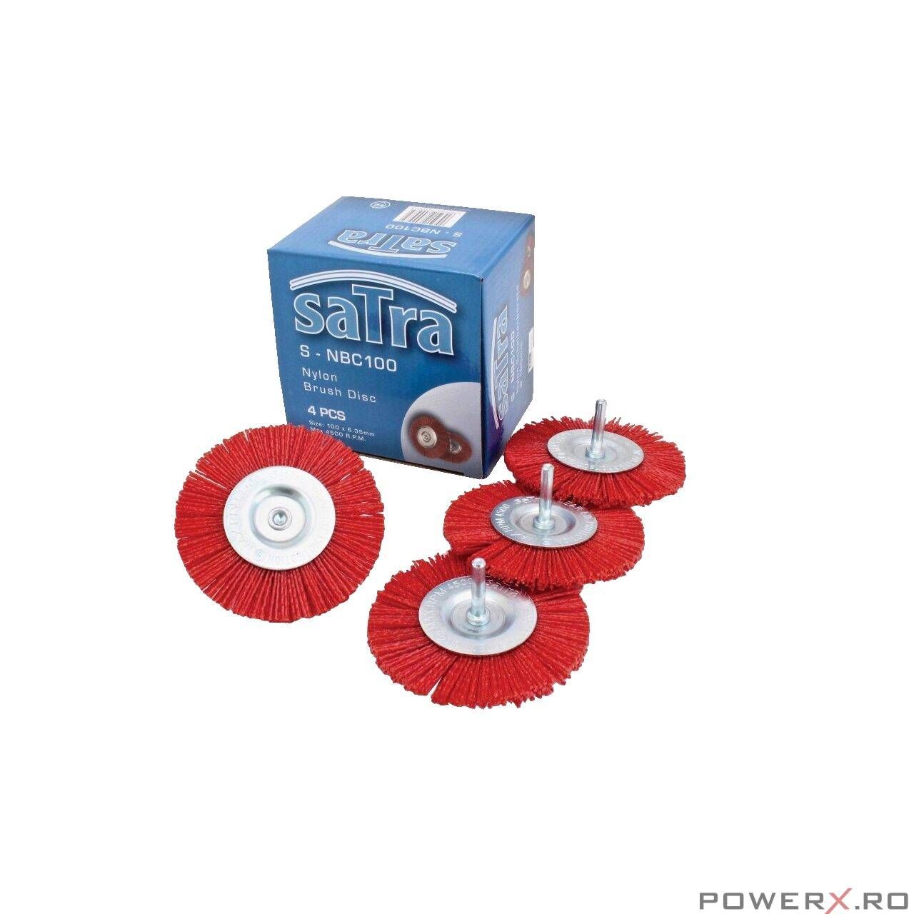 Set perie din nylon, circulara, pentru slefuire, lustruire, 100mm, 4