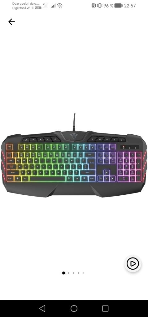 Tastatura Gaming semi-mecanica Trust GXT 881 Odyss, Iluminare RGB, Neg