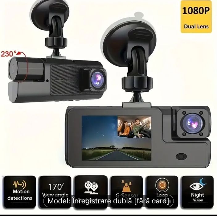 Camera de bord HD cu 2 camere + card de 32 GB