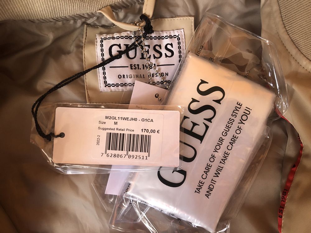 НОВО Guess Faux Leather Bomber Jacket ОРИГИНАЛНО мъжко яке - р.М