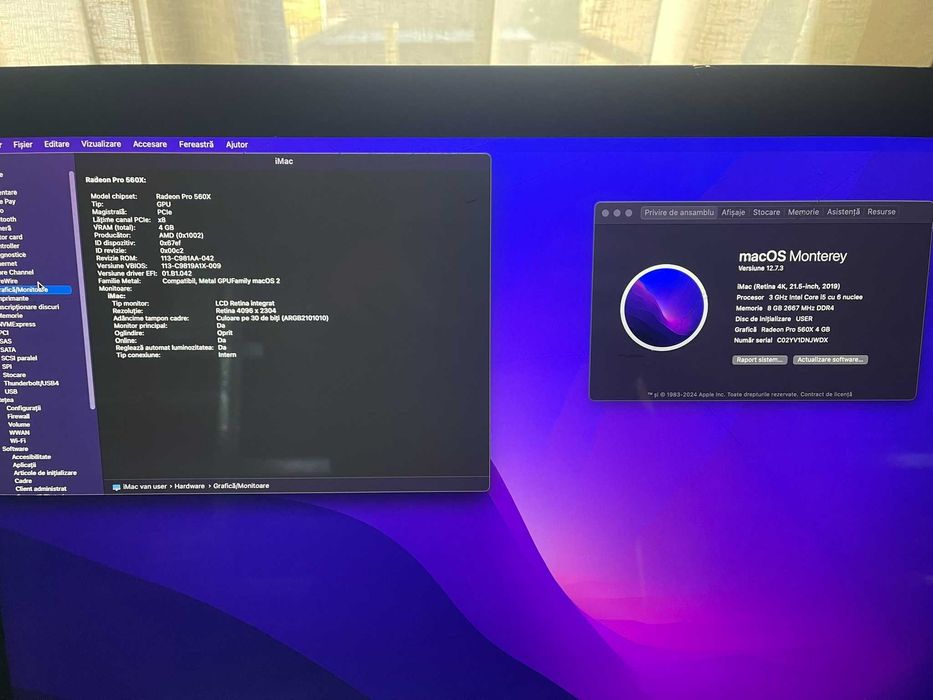 iMac 4K 21.5" 2019 A2116 I5 8500 8GB RAM 1TB Radeon Pro 560X 4GB