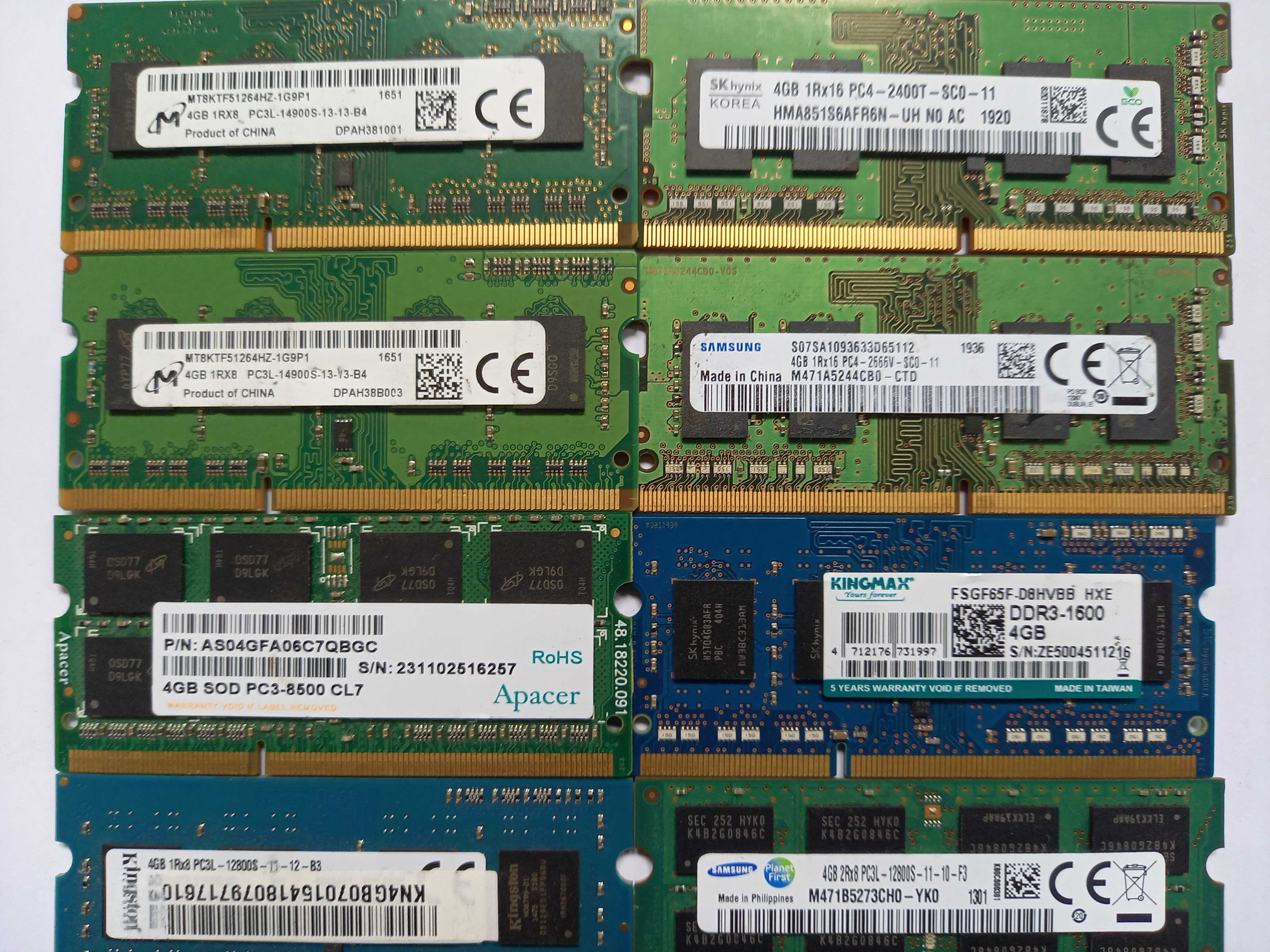 2/4/8/16/32GB, DIMM/SODIMM/RDIMM, DDR2/3/4 RAM