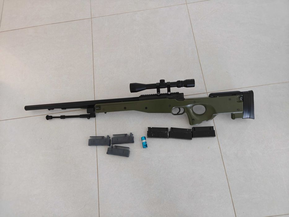 L96 AWP airsoft mb01 airsoft cu lunetă și upgrade-uri ACTION ARMY.