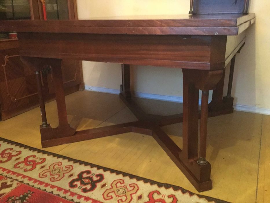 Masa antichitate Art Nouveau 1924 cu furnir 12 persoane extensibila