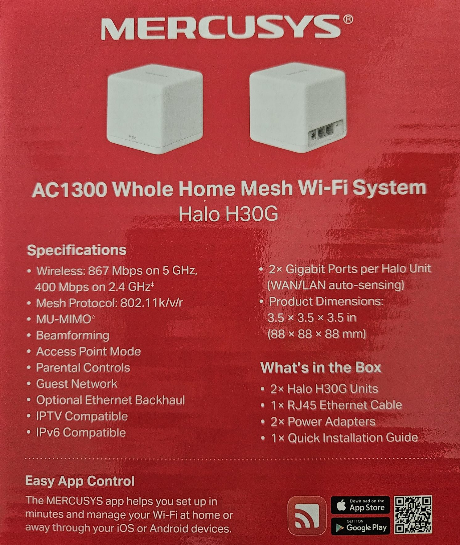 Halo H30G AC1300 Mesh Wi-Fi система за целия дом
AC1300 Mesh Wi-Fi сис