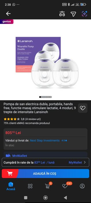 Pompa de san electrica dubla, portabila, hands free, functie masaj sti