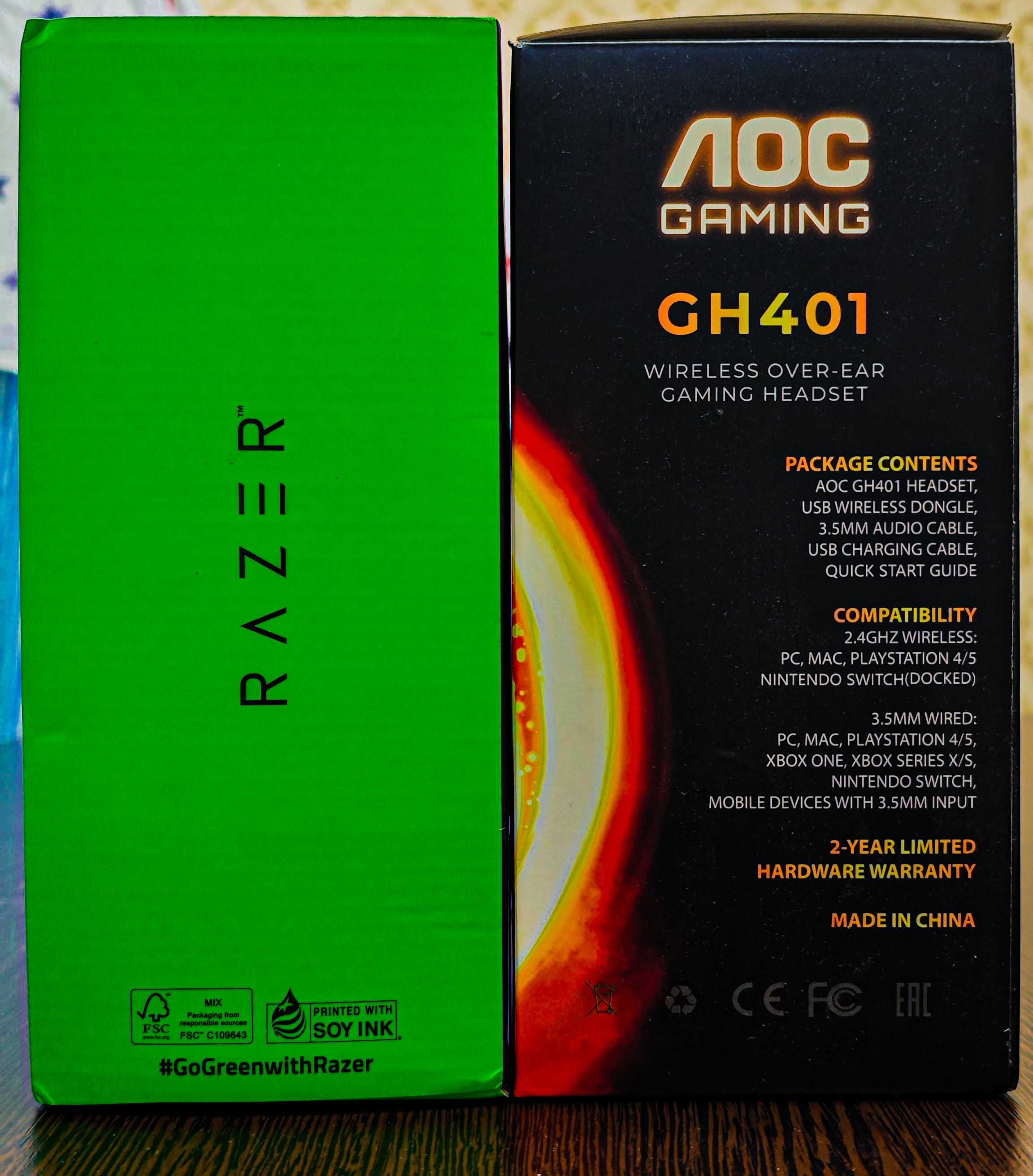 НОВЫЕ! Продам игровые наушники RAZER, AOC