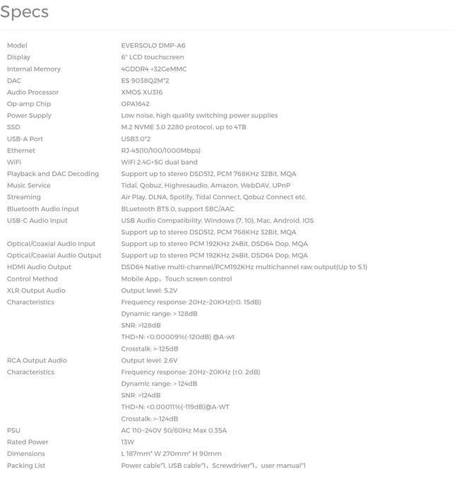Eversolo DMP-A6+Ъпгрейд+SSD и гаранция, стриймър, DAC, Pre-Amp