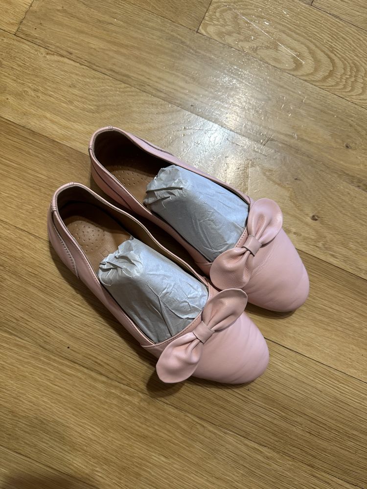 Pantofi balerini DASHA roz nr.38 piele naturală funda
