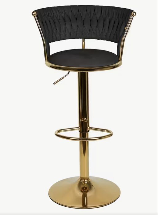 Set 2 scaune rotative de bar catifea neagra sau crem