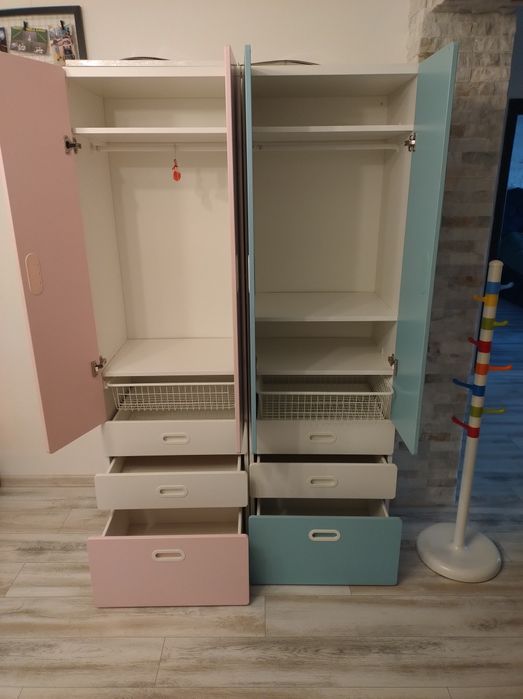 Dulap haine copii (alb/roz și alb/albastru)