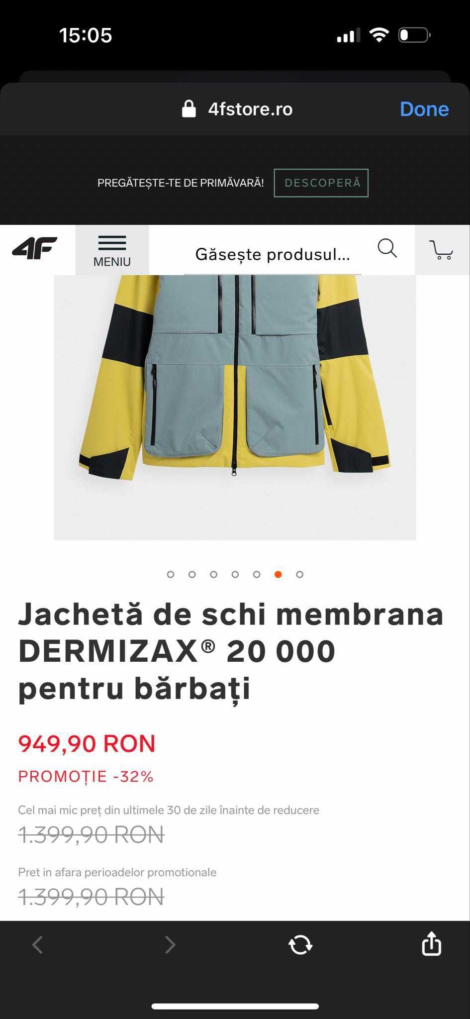 Jachetă de schi 4F PRO membrana DERMIZAX® 20 000 pentru bărbați