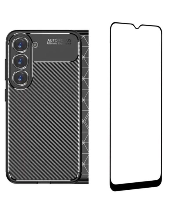 Samsung  A52/A53/A54/A55/A56 Pachet Husa Carbon Neagra + Folie Sticla