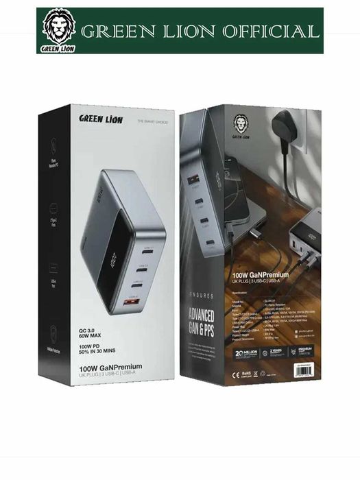 Green Lion GaN Premium 100w — Мощная Зарядка. Есть доставка
