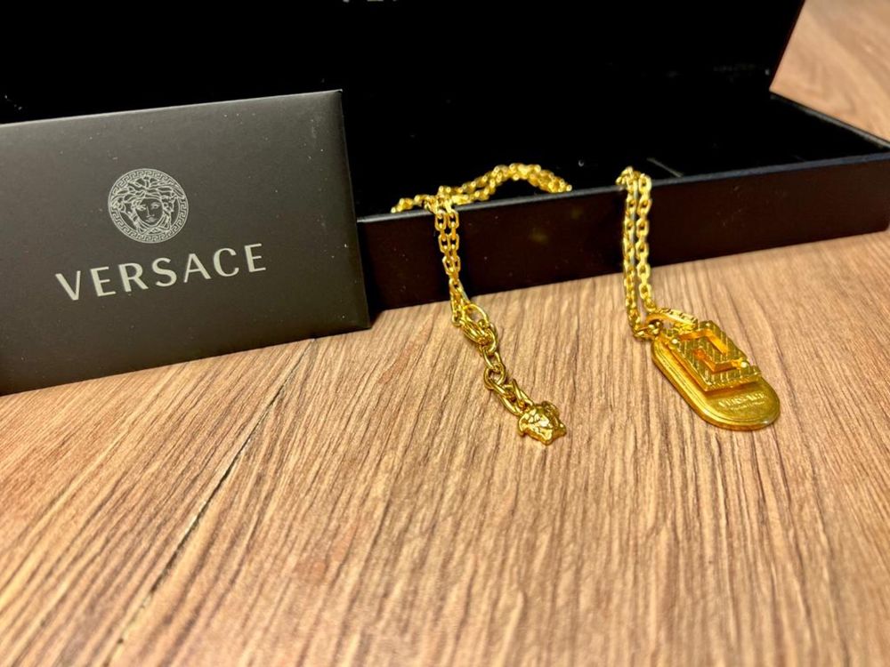 Versace lant cu pandantiv unisex original placat cu aur full box