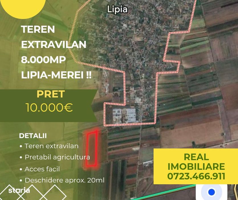 Teren 8.000mp extravilan Lipia - Merei !