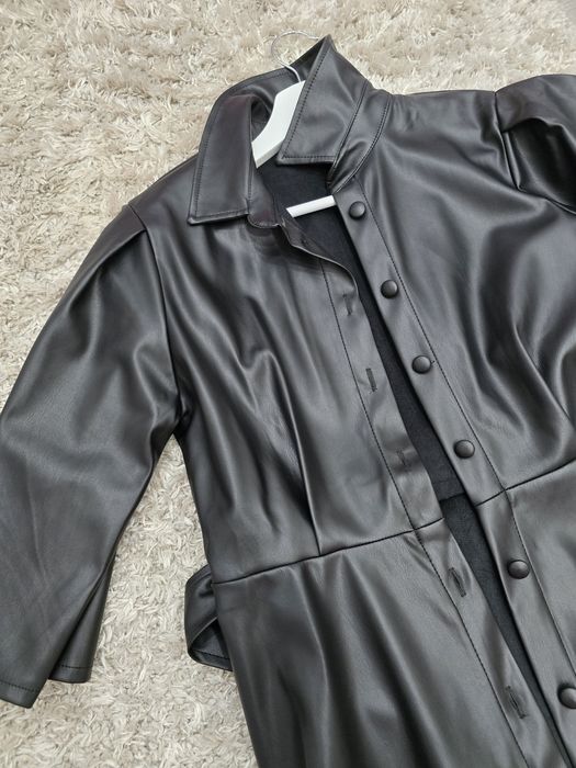 Кожена рокля бордо