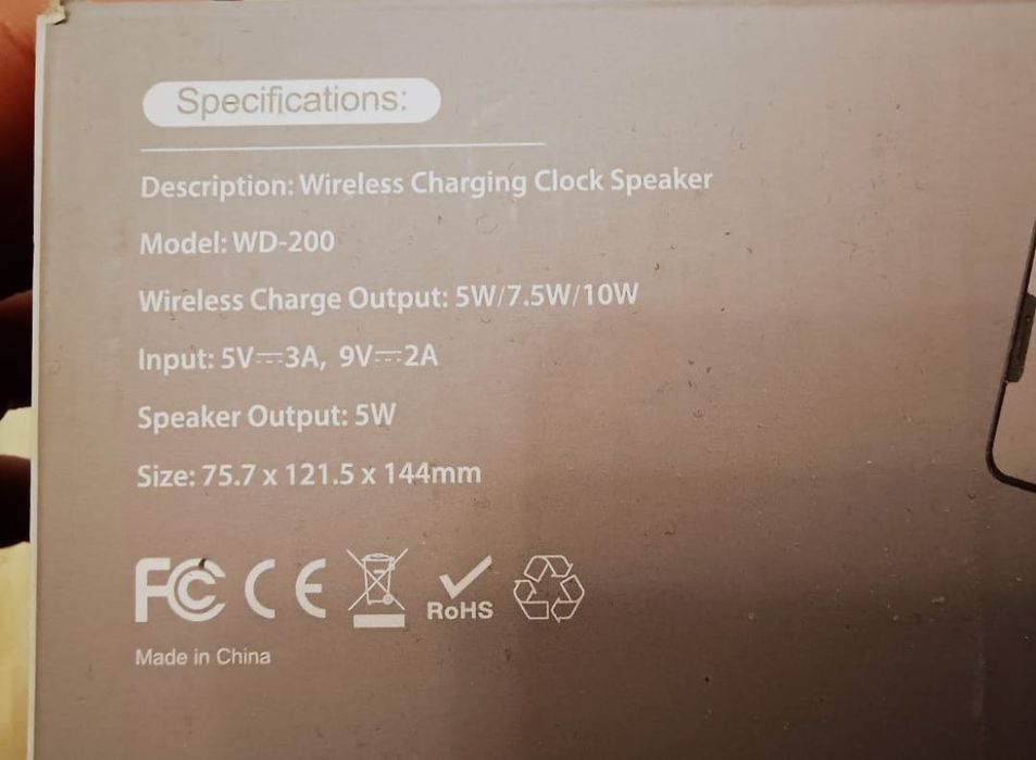 Încărcător wireless 15W,boxa bluetooth,radio,ceas,alarma,card