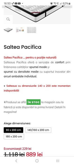 Vand pat 90/200 (saltea inclusa)-