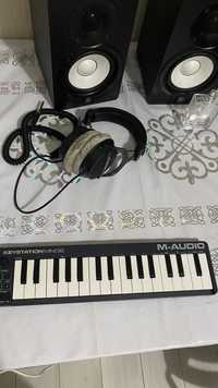 Midi клавиатура m-audio , focusrite solo, yamaha hs5 dt 990