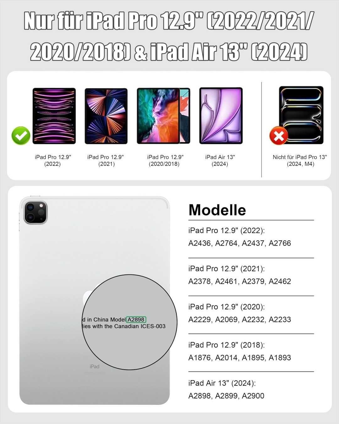 Tastatură Nuflaz iPad 13"/12.9", QWERTY ES, cu trackpad, husă