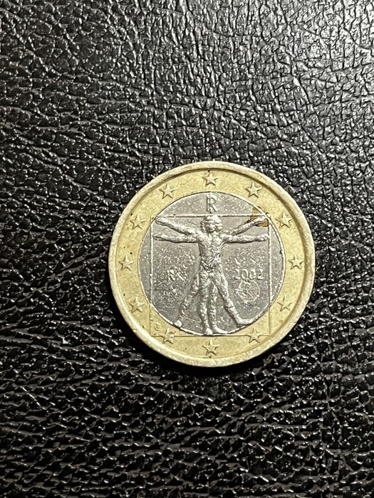 1 евро с изображением Леонарда Да Винчи