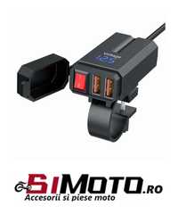 Priza dublu USB voltmetru întrerupător moto ATV încărcător