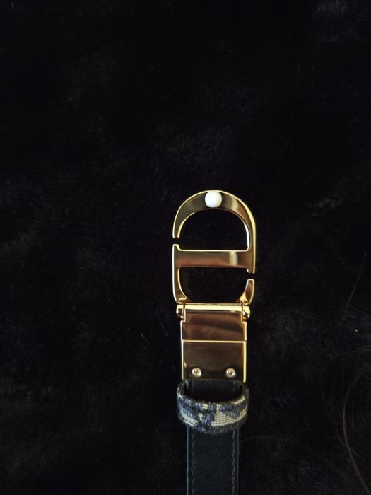 Dior 30 Montaigne Reversible Belt Blue Smooth Calfskin and Oblique