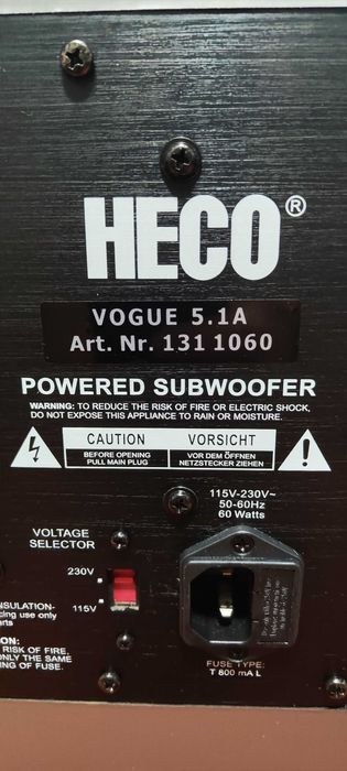 Subwoofer Audio Activ Heco Vogue 5.1 A Statie Interna pt El Argintiu