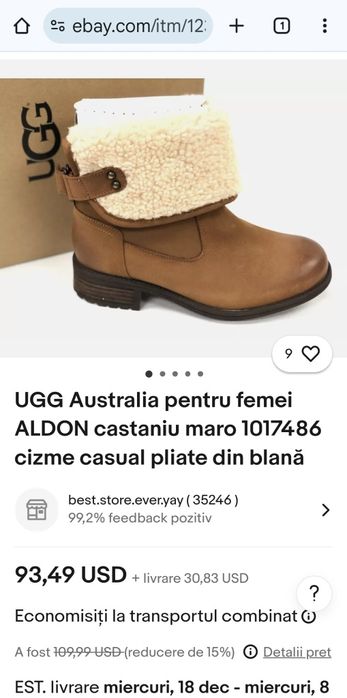 Ghete piele, imblanite, UGG Aldon marimea 36