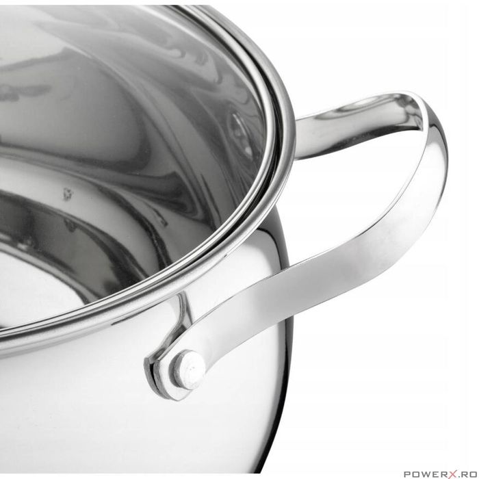 Set 4 oale din inox, cu capac, 1.9 l, 2.6 l, 3.6 l, 4.7 l, argintiu,