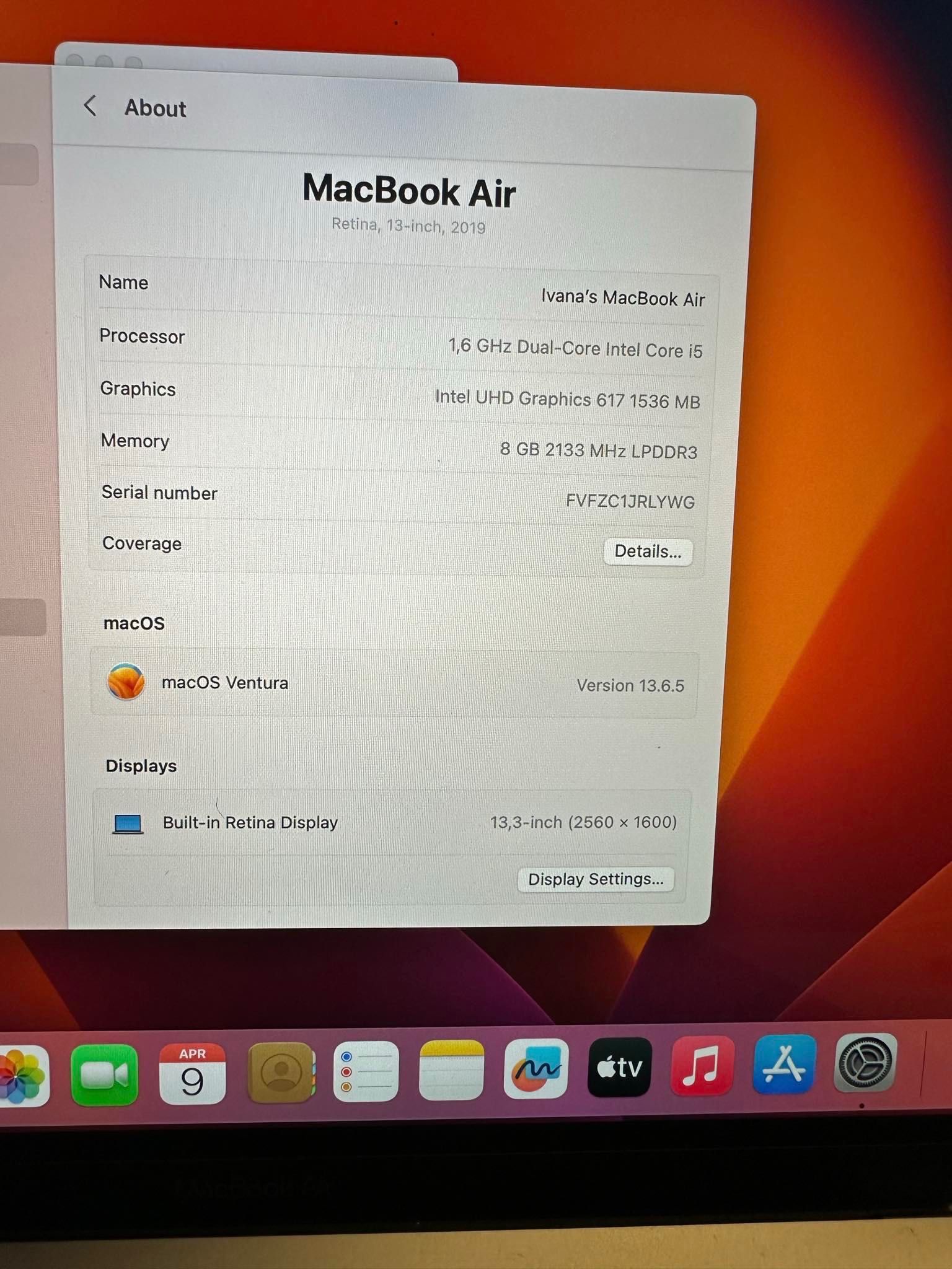 MacBook Air 2019-Retina 13 inch