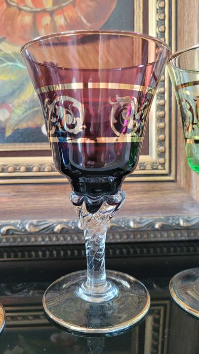 Murano Антикварни Цветни Кристални Чаши  Италия