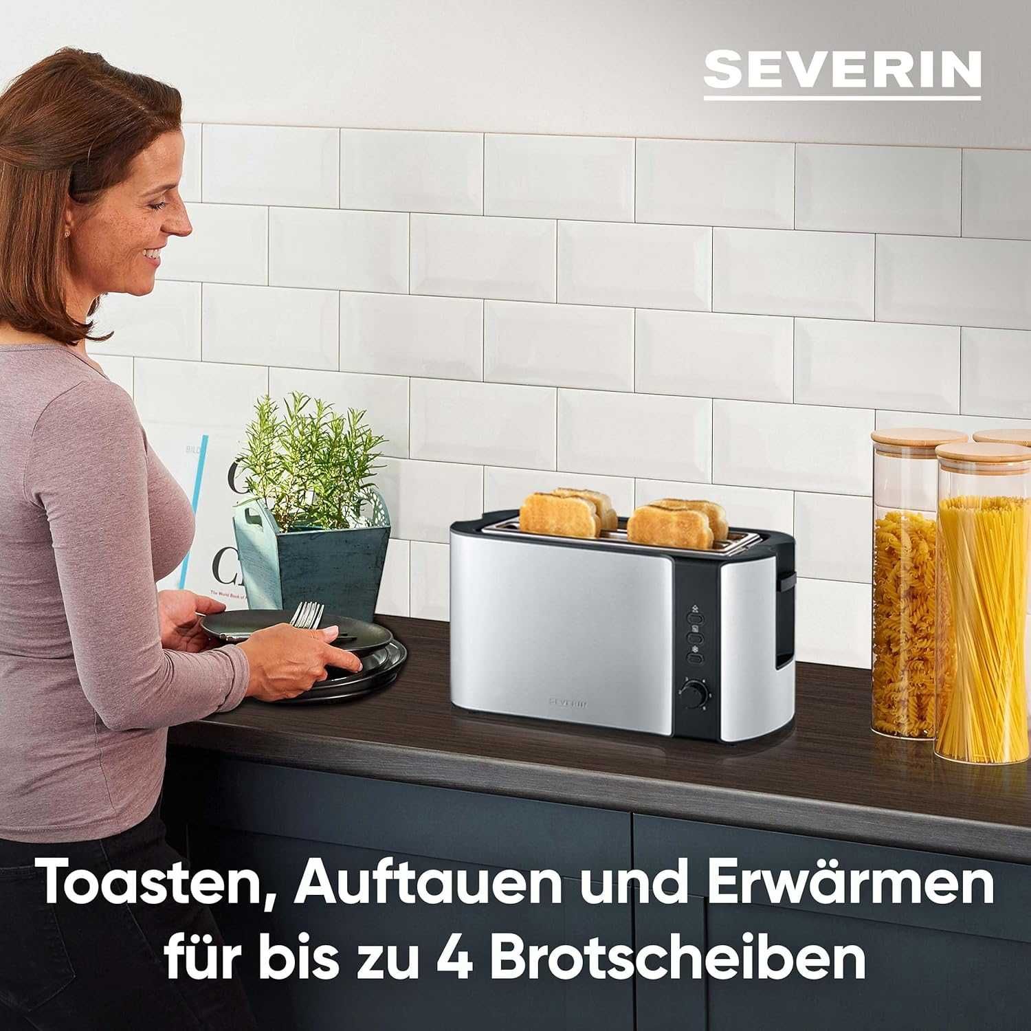 SEVERIN Автоматичен тостер, 1400W, Неръждаема стомана