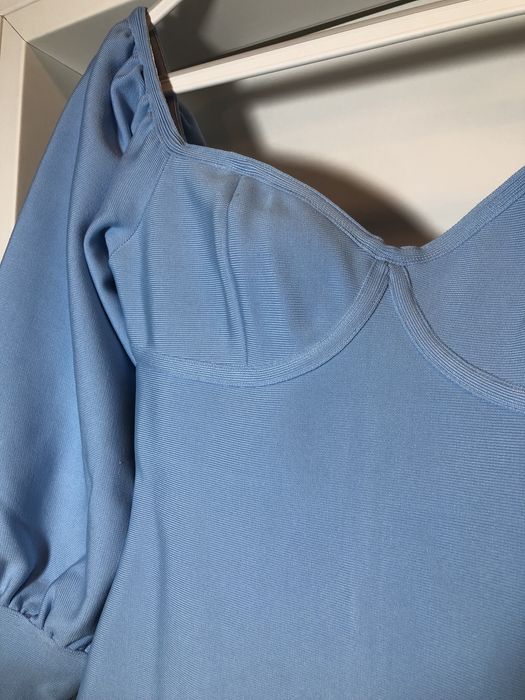 Rochie albastra tip bondage