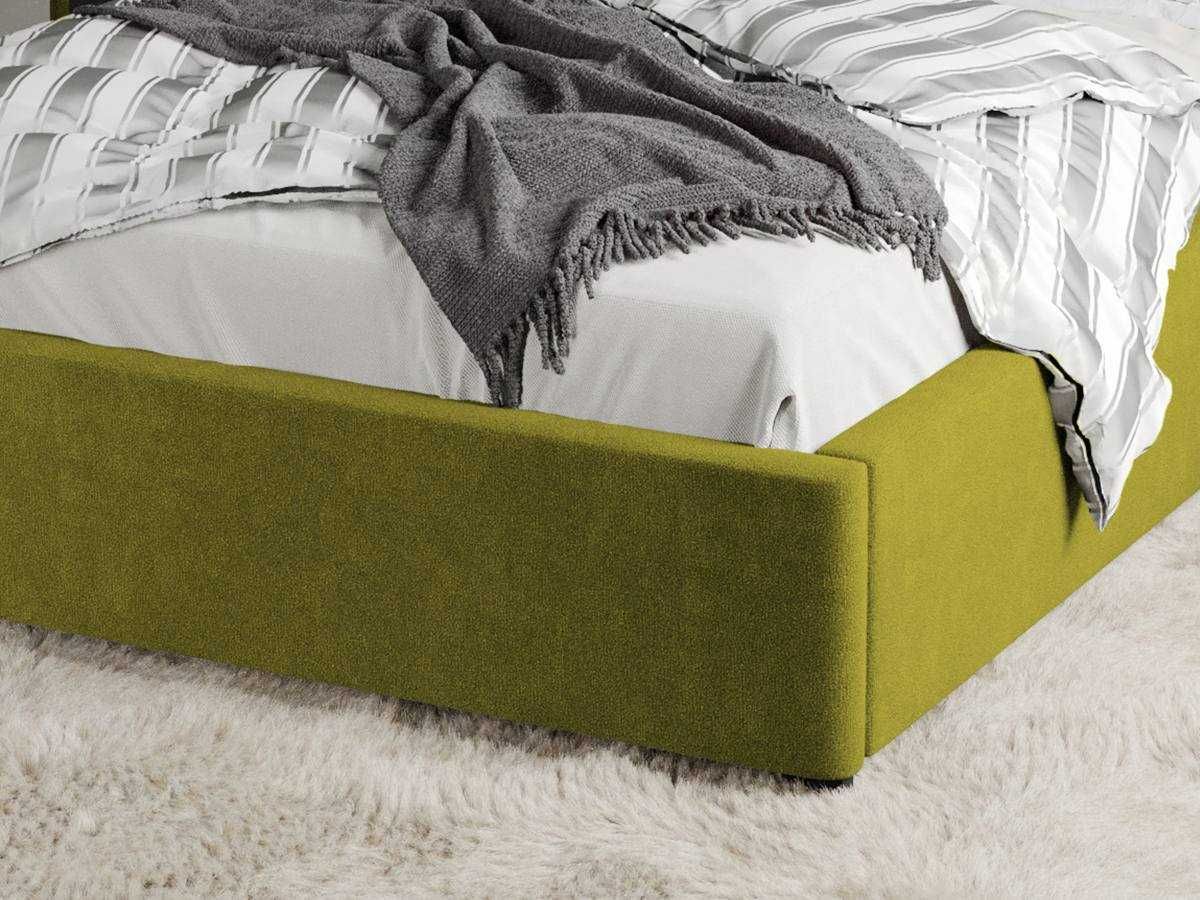 Pat Tapitat Catifea Riviera Verde deschis cu somiera rabatabila+lada