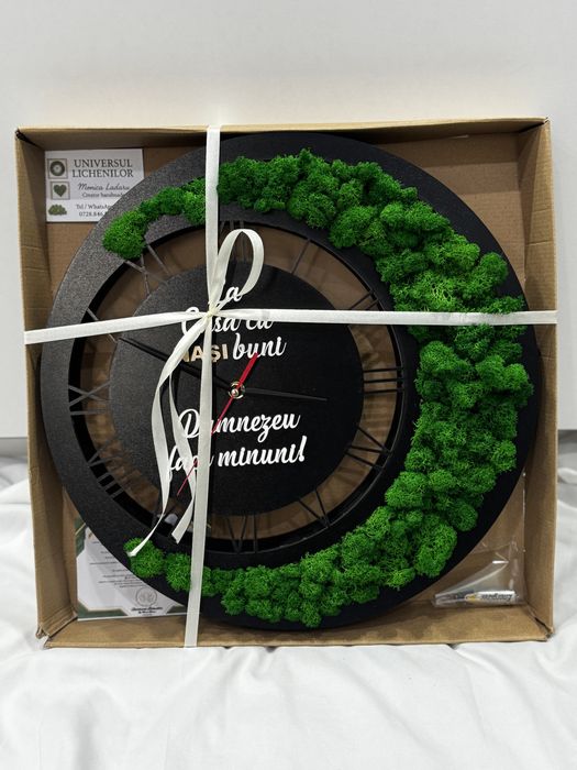 Ceas Nași 40cm lemn+licheni