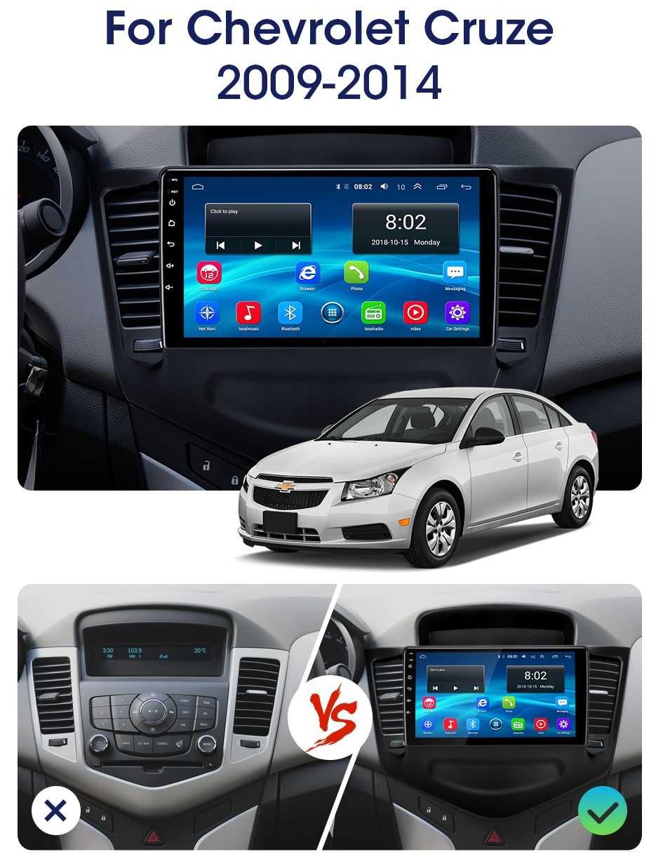 Navigatie Android Mare 9 inch Chevrolet Cruze si Mazda 2