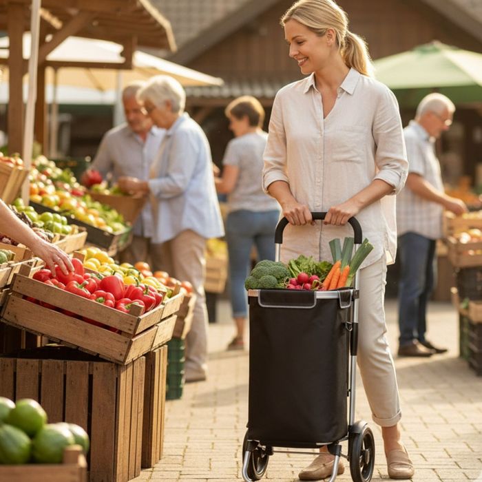 Голяма пазарска чанта с колела термоизолация