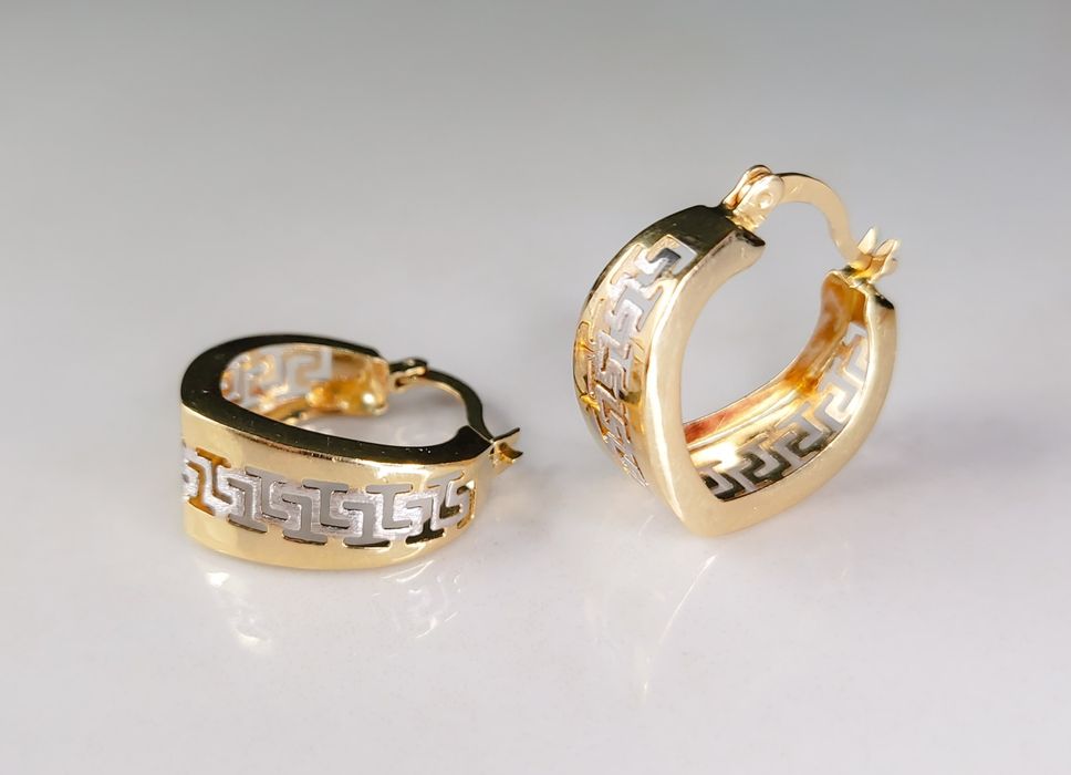 Cercei bicolor din aur de 14K – 4,14 g