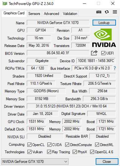 Urgent! Placa Video Gigabyte GTX 1070 Mini ITX OC 8GB 256-bit