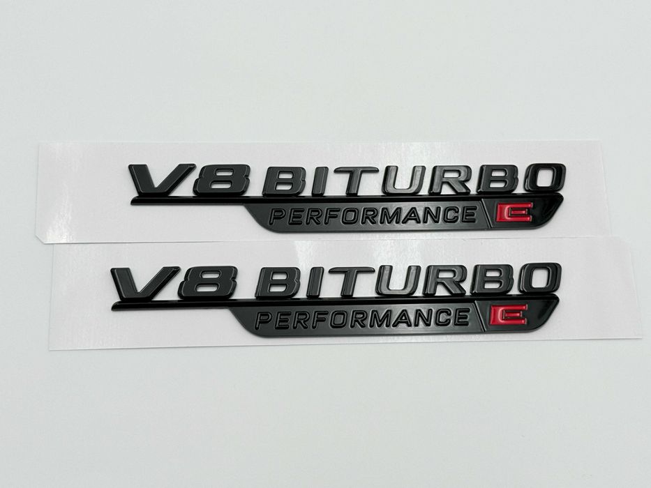 Set Embleme Compatibile Mercedes V8 Biturbo E Performance negru