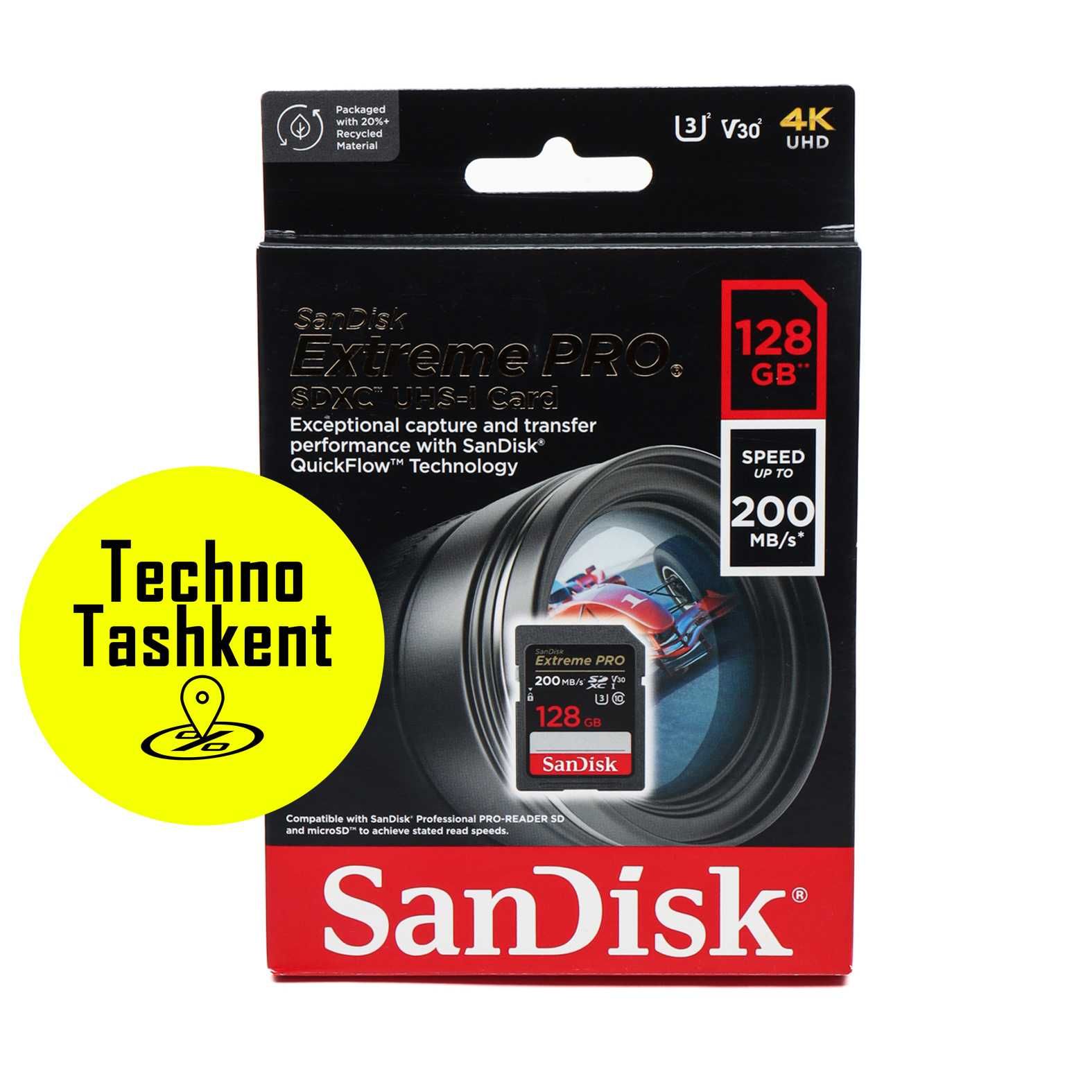 SanDisk Extreme PRO 128 gb 4K 200mb/s (Garantiya) (Dostavka bor)