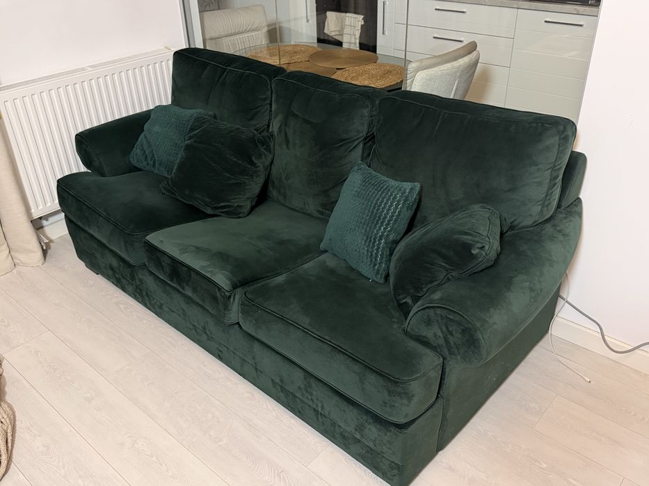 Canapea extensibila catifea verde smarald