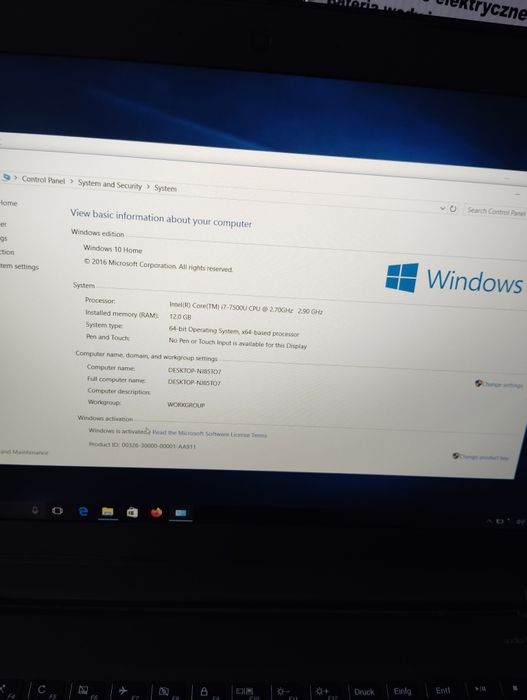 Laptop lenovo I7  12 gb ram