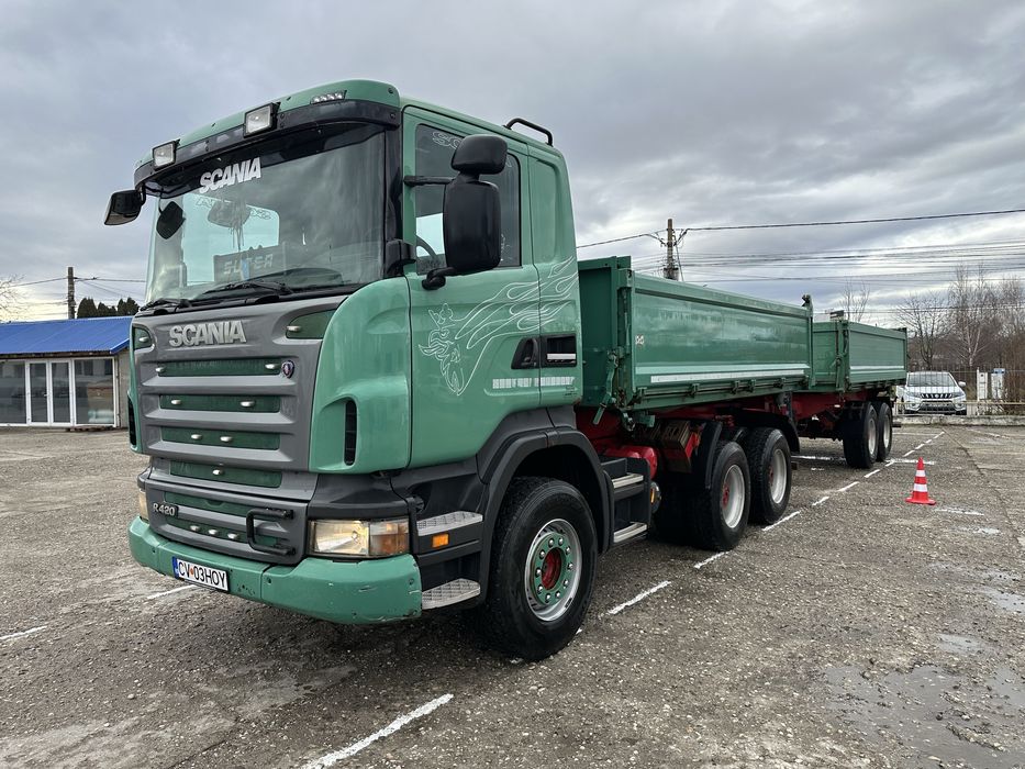 Scania R420 6x4 cu remorca tadem