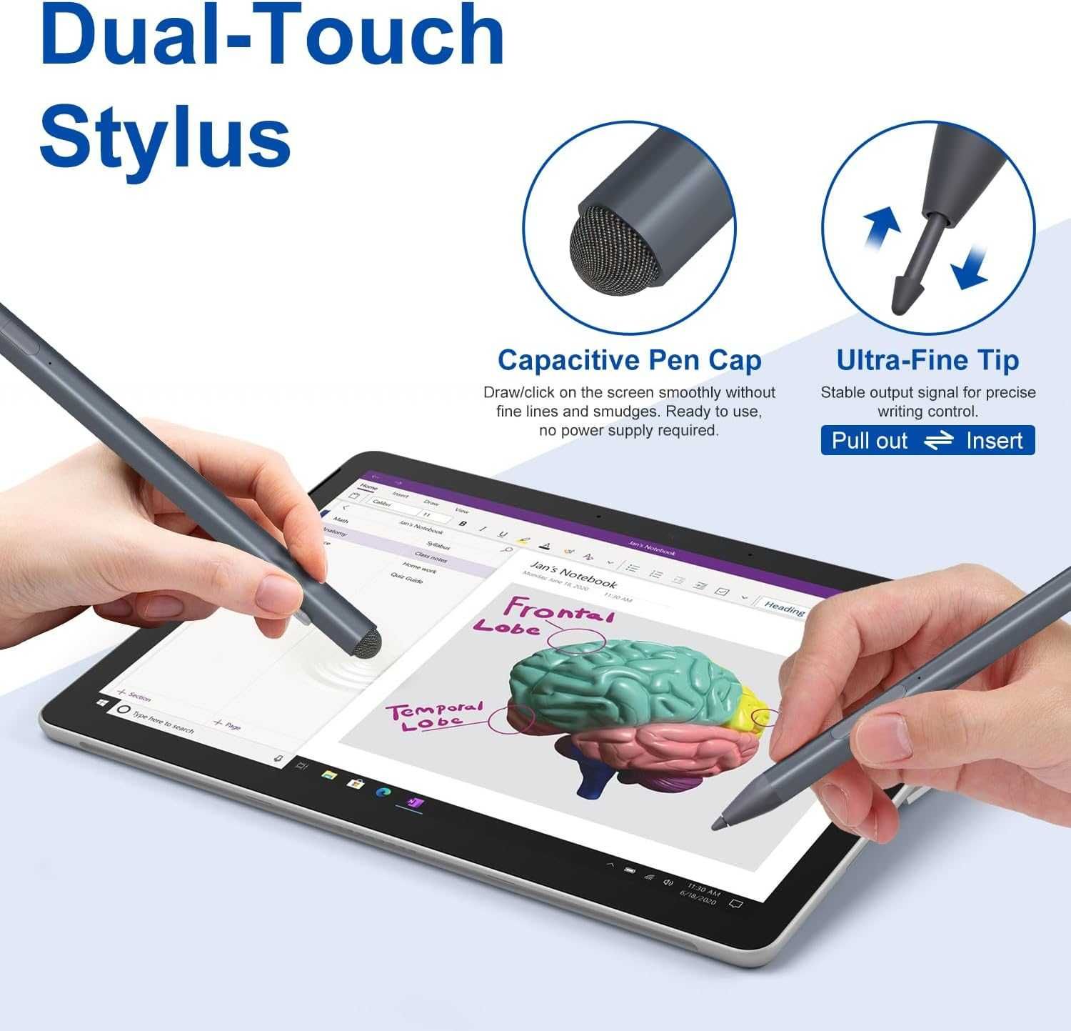 Surface Pen с тъч капачка отгоре, USB-C зареждане, 4096 натиск,гумичка