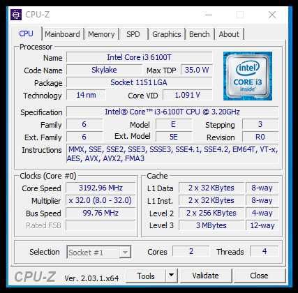 Мини компютър Dell OptiPlex 3040 Intel® Core™ i3-6100T 8gb ddr3