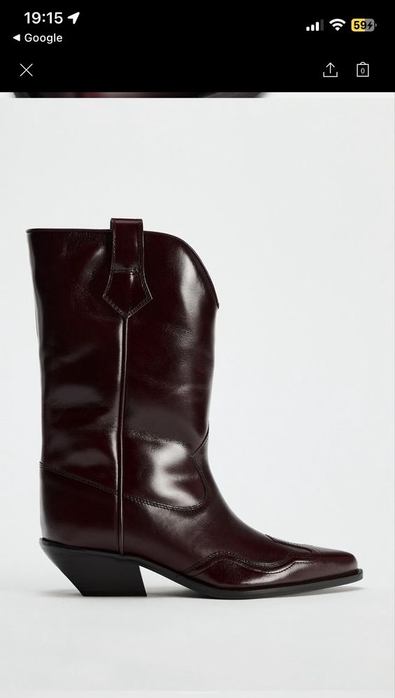 Zara кожени каубойски ботуши