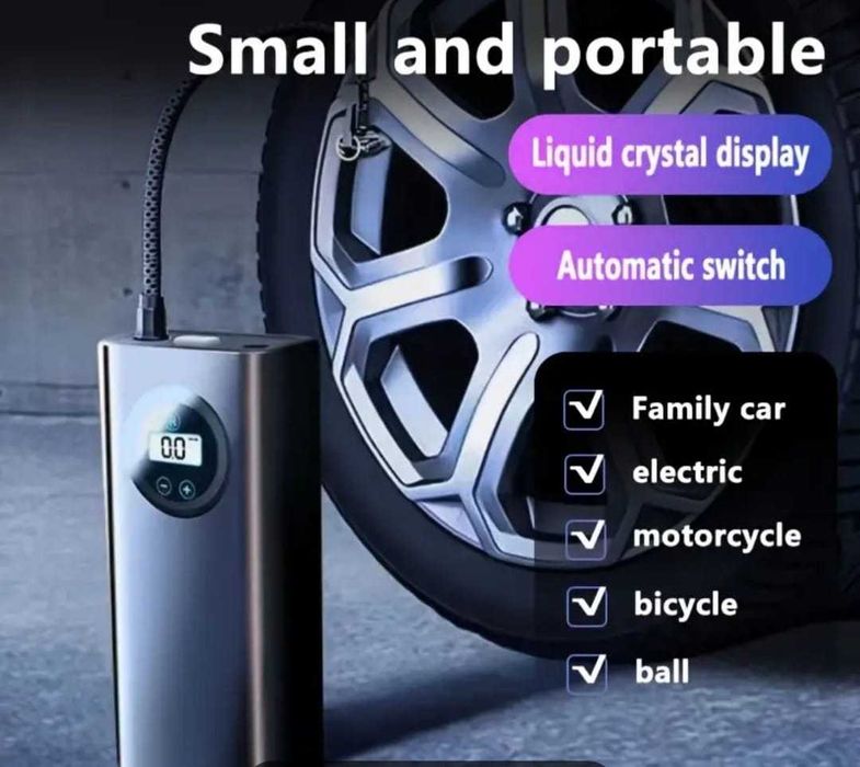 Compresor auto digital wireless  / pompa aer portabil baterie 3600mAh